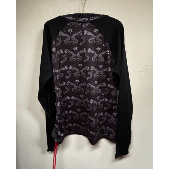 Singh Womens Swimwear Black Animal Print Ruched Long Sleeve Rash Guard XL New - Picture 2 of 10